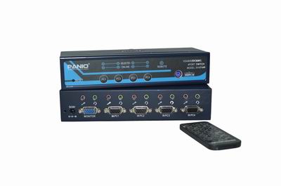 PANIO卓普SV401AR 4口VGA音视频切换器(带遥控切换,含音频麦克风)